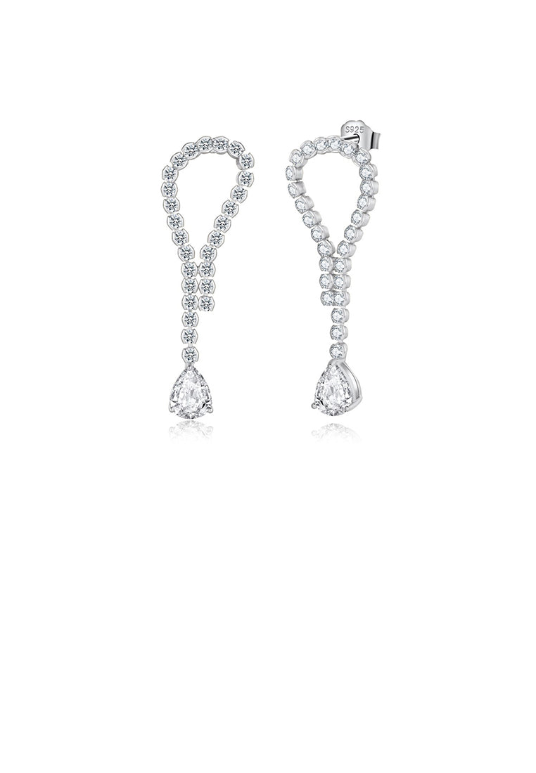 925 Sterling Silver Fashion Simple Water Drop Geometric Earrings with Cubic Zirconia - Luxurious Look