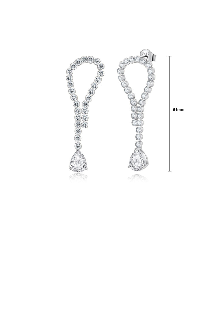 925 Sterling Silver Fashion Simple Water Drop Geometric Earrings with Cubic Zirconia - Luxurious Look