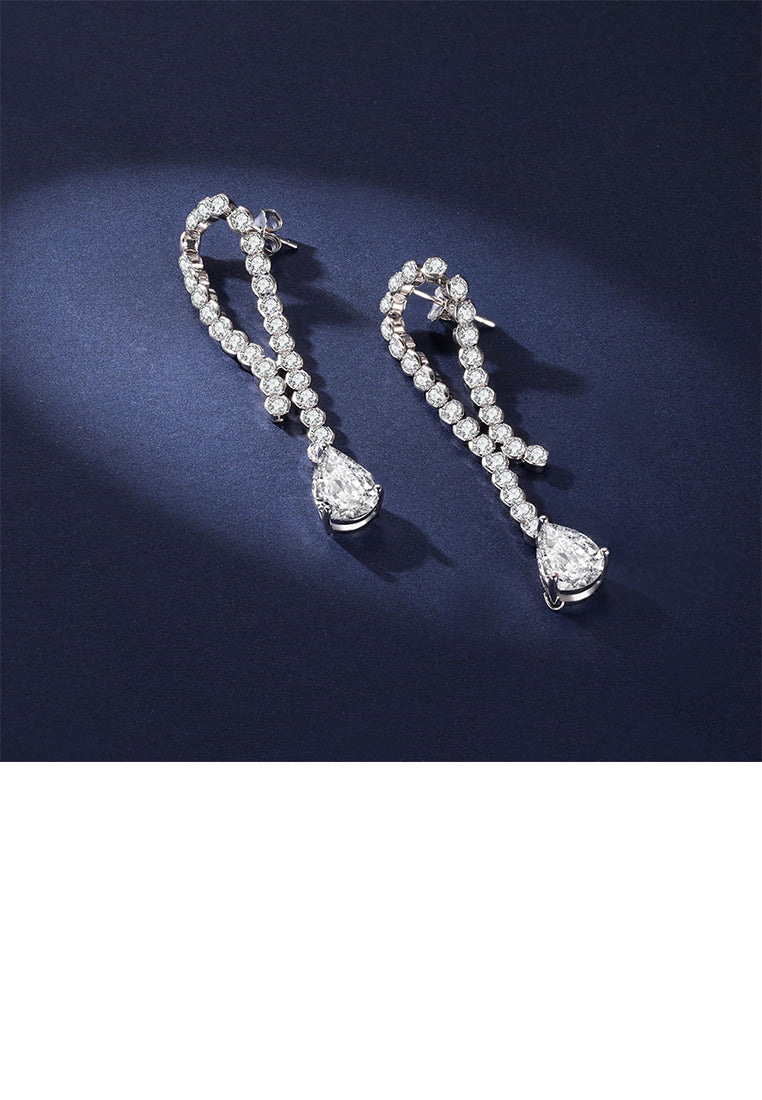 925 Sterling Silver Fashion Simple Water Drop Geometric Earrings with Cubic Zirconia - Luxurious Look