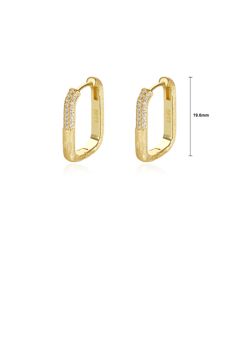 925 Sterling Silver Plated Gold Simple Fashion U-shaped Geometric Earrings with Cubic Zirconia - Luxurious Look