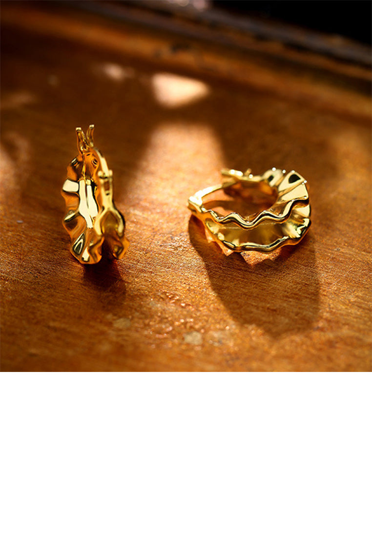 925 Sterling Silver Plated Gold Simple Fashion Irregular Geometric Earrings