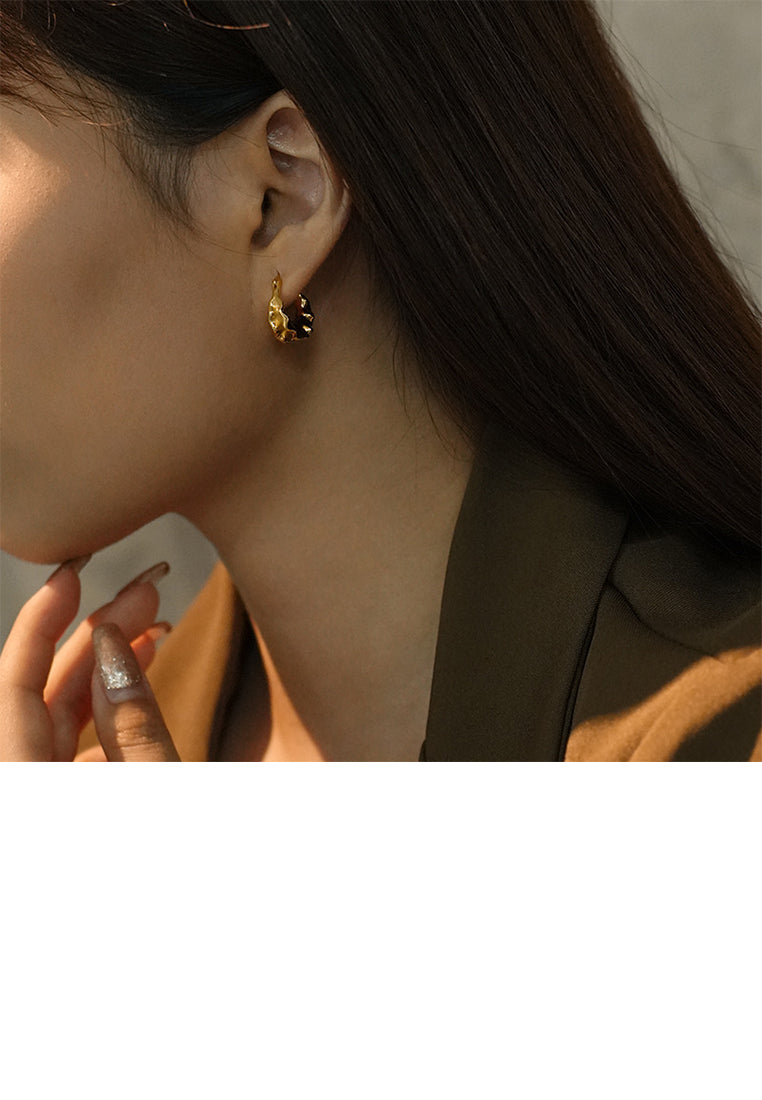 925 Sterling Silver Plated Gold Simple Fashion Irregular Geometric Earrings