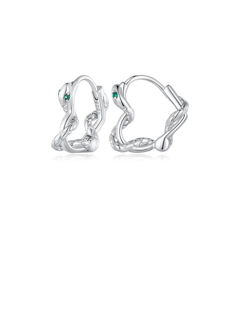 925 Sterling Silver Fashion Personalized Snake Geometric Earrings with Cubic Zirconia - Luxurious Look