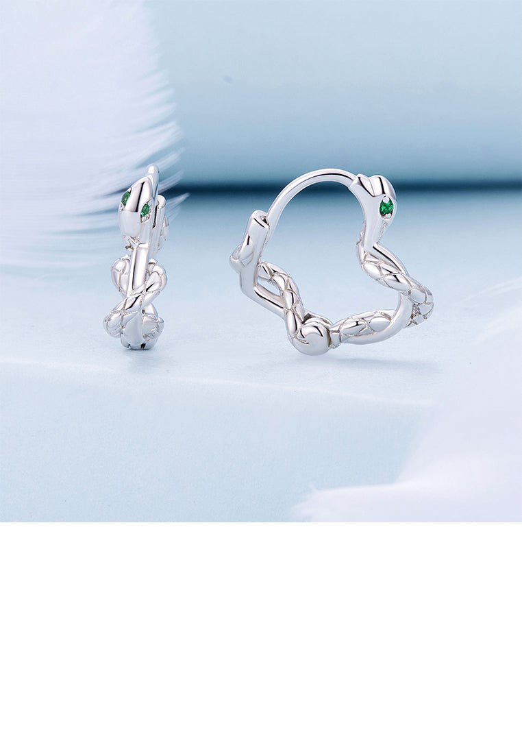 925 Sterling Silver Fashion Personalized Snake Geometric Earrings with Cubic Zirconia - Luxurious Look