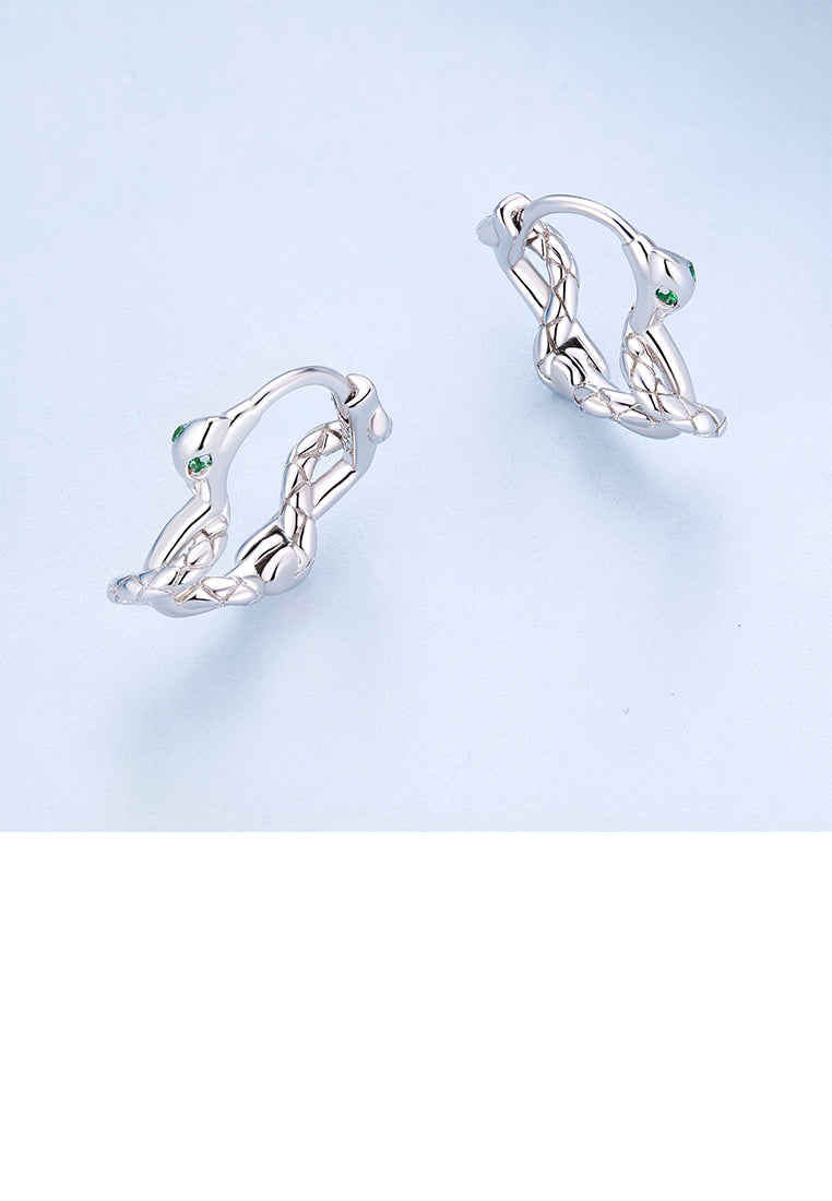 925 Sterling Silver Fashion Personalized Snake Geometric Earrings with Cubic Zirconia - Luxurious Look