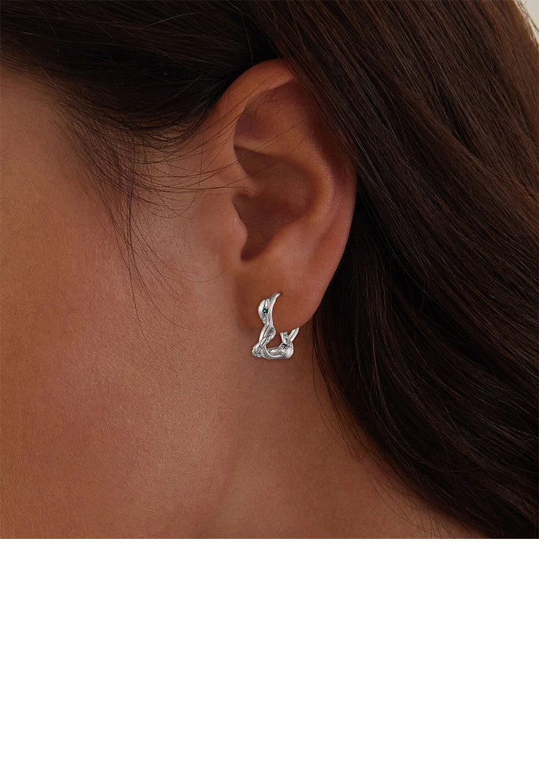 925 Sterling Silver Fashion Personalized Snake Geometric Earrings with Cubic Zirconia - Luxurious Look