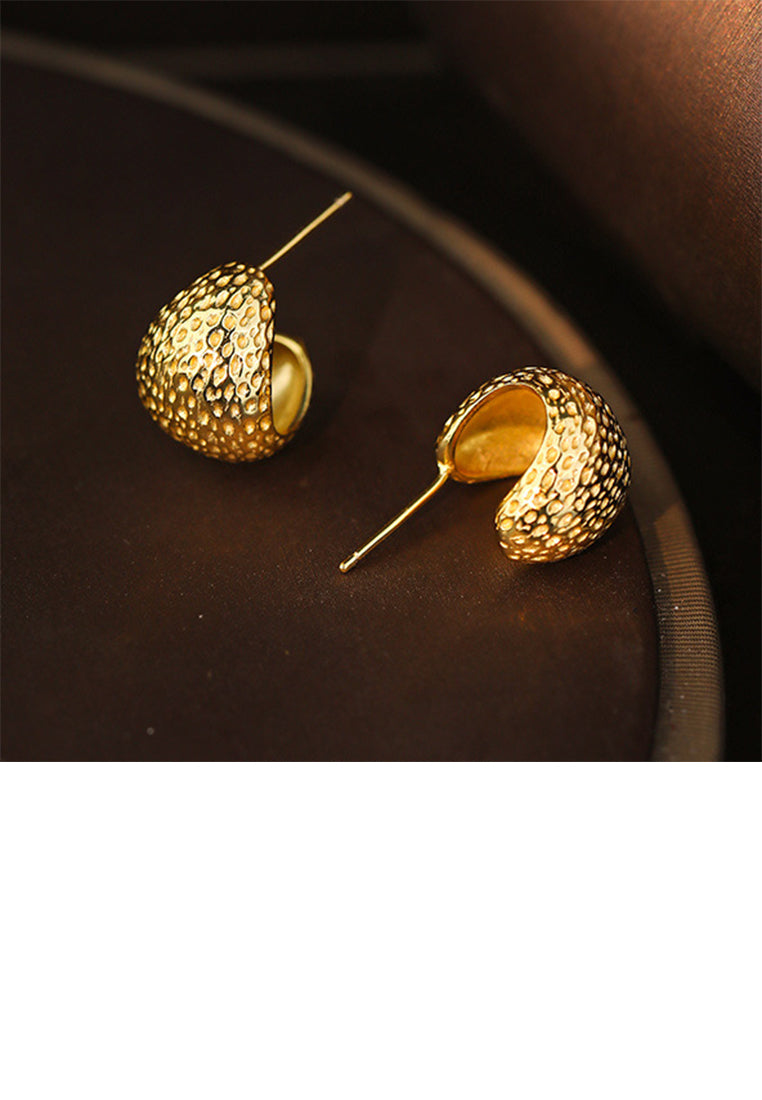 925 Sterling Silver Plated Gold Fashion Vintage Irregular Pattern Water Drop-shaped Stud Earrings