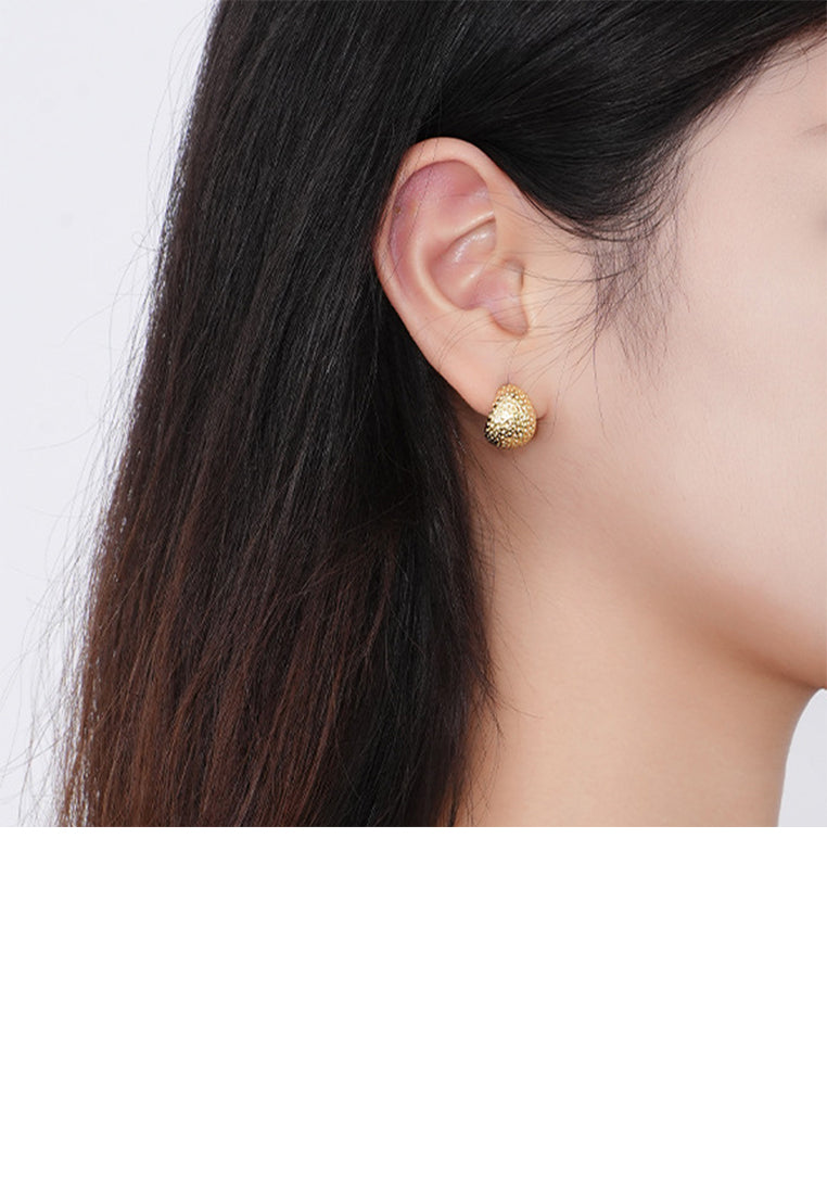 925 Sterling Silver Plated Gold Fashion Vintage Irregular Pattern Water Drop-shaped Stud Earrings