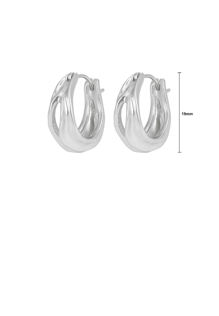 925 Sterling Silver Simple Personality Irregular Pleated Hollow Geometric Earrings