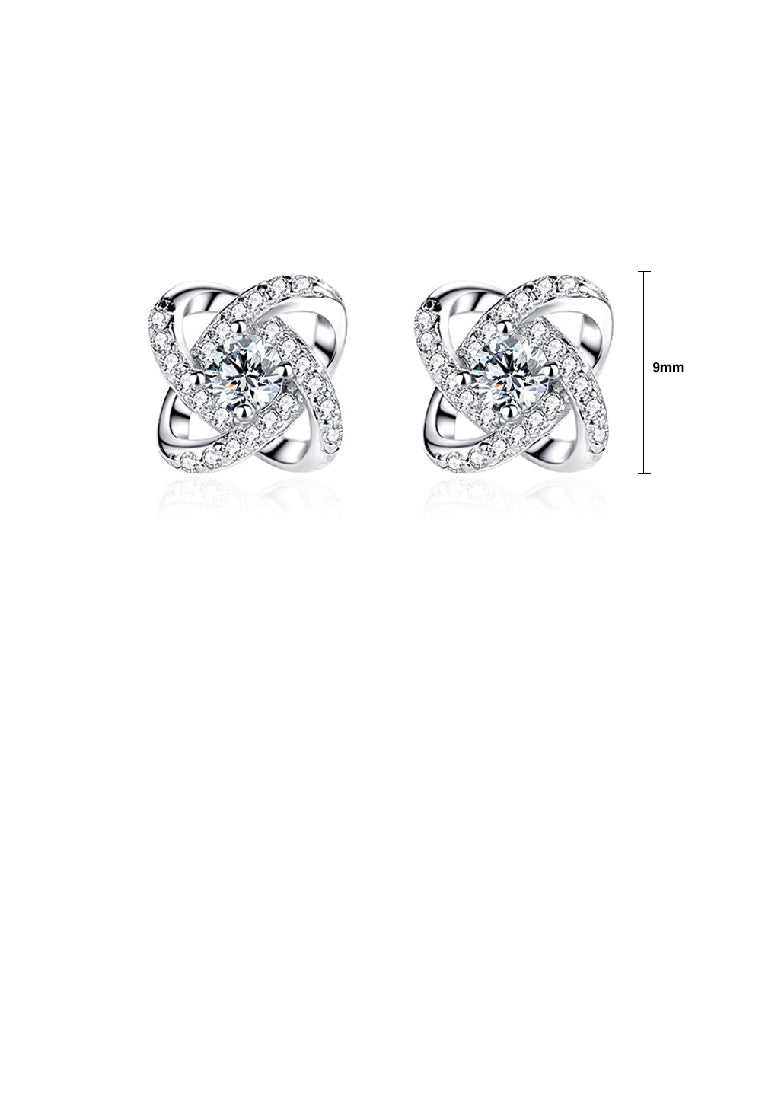 925 Sterling Silver Fashion Brilliant Four-leafed Clover Stud Earrings with Cubic Zirconia - Luxurious Look