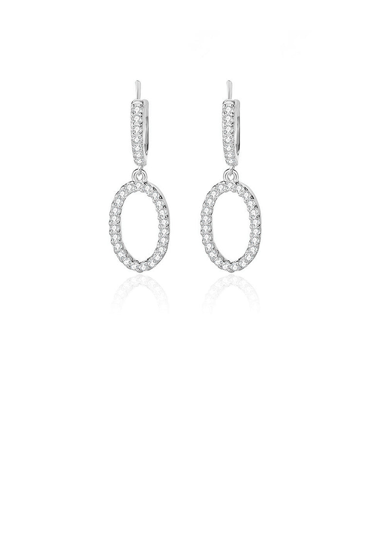 925 Sterling Silver Simple Fashion Hoop Earrings with Cubic Zirconia - Luxurious Look