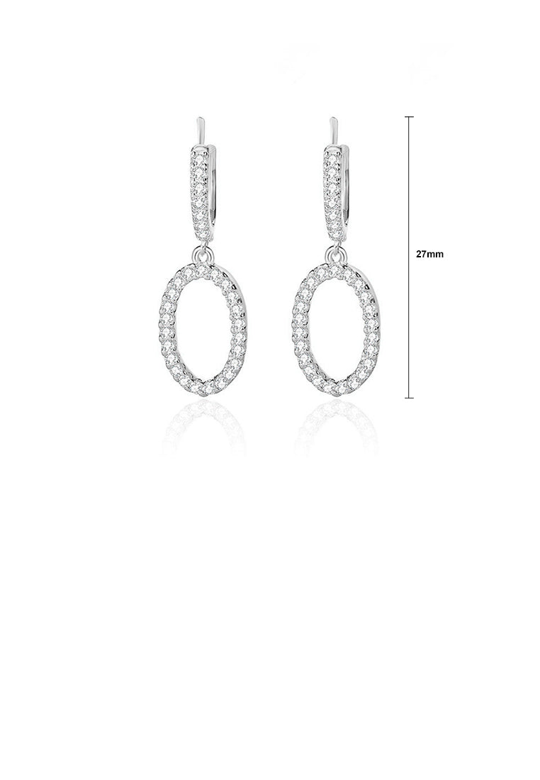 925 Sterling Silver Simple Fashion Hoop Earrings with Cubic Zirconia - Luxurious Look