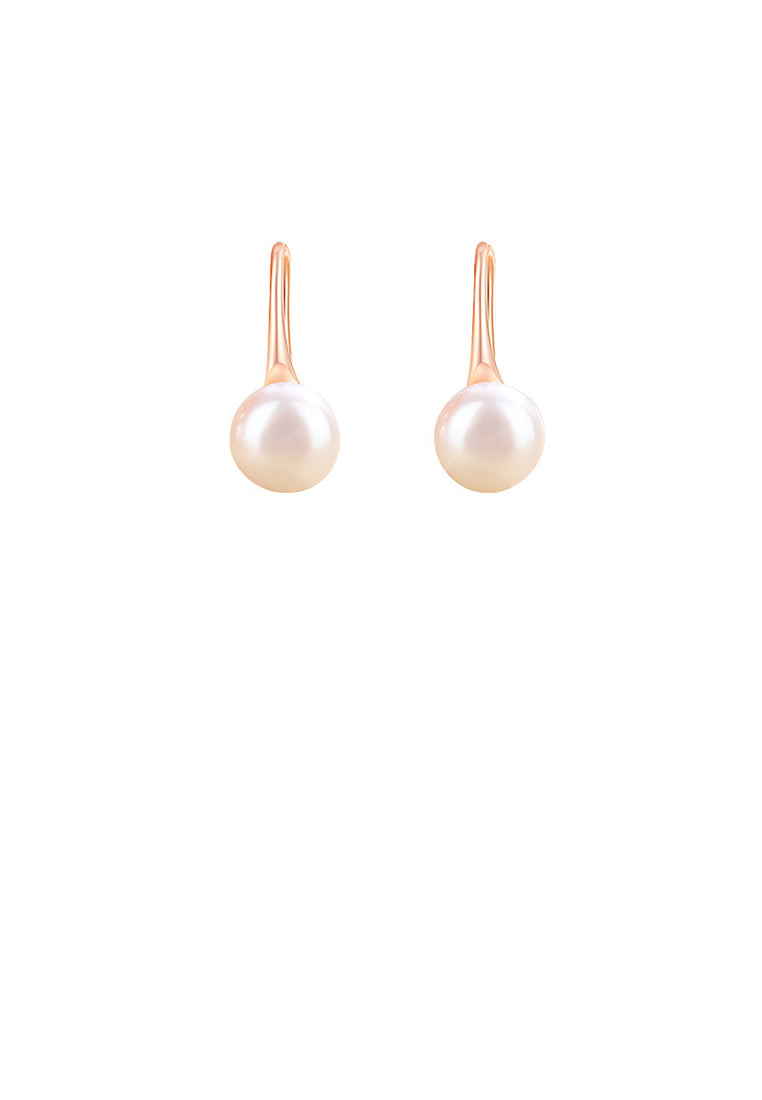 925 Sterling Silver Plated Rose Gold Fashion Simple Geometric Imitation Pearl Earrings - Luxurious Look