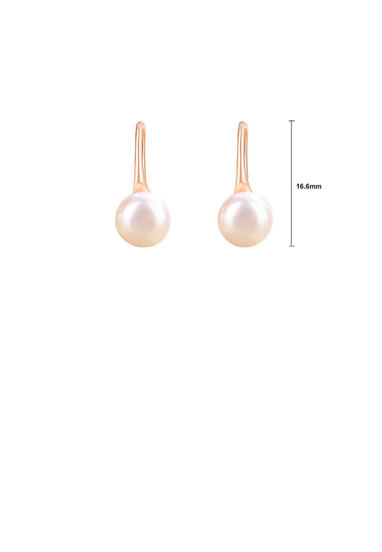925 Sterling Silver Plated Rose Gold Fashion Simple Geometric Imitation Pearl Earrings - Luxurious Look