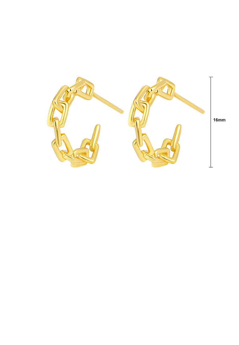 925 Sterling Silver Plated Gold Simple Personalized Chain C-shaped Geometric Stud Earrings