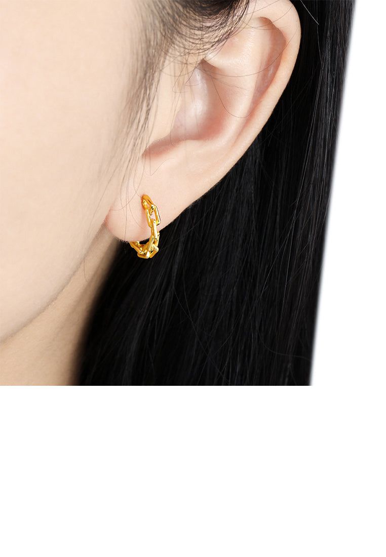 925 Sterling Silver Plated Gold Simple Personalized Chain C-shaped Geometric Stud Earrings