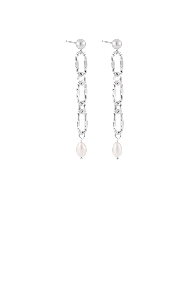 925 Sterling Silver Simple and Fashion Geometric Tassel Freshwater Pearl Earrings - Luxurious Look