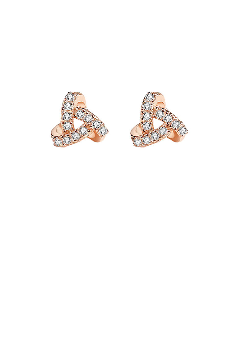 925 Sterling Silver Plated Rose Gold Fashion Simple Triangle Stud Earrings with Cubic Zirconia - Luxurious Look