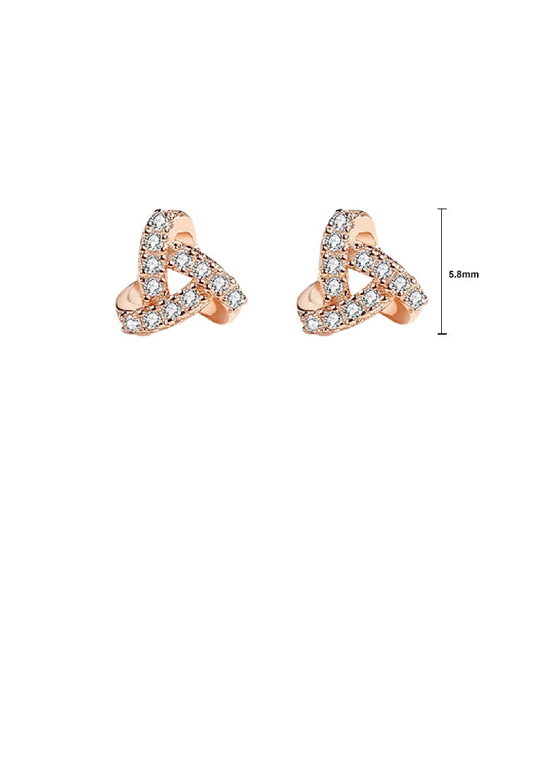 925 Sterling Silver Plated Rose Gold Fashion Simple Triangle Stud Earrings with Cubic Zirconia - Luxurious Look