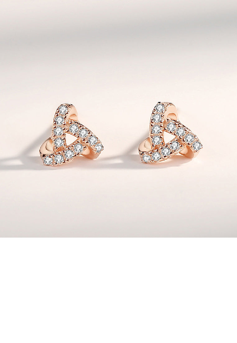 925 Sterling Silver Plated Rose Gold Fashion Simple Triangle Stud Earrings with Cubic Zirconia - Luxurious Look