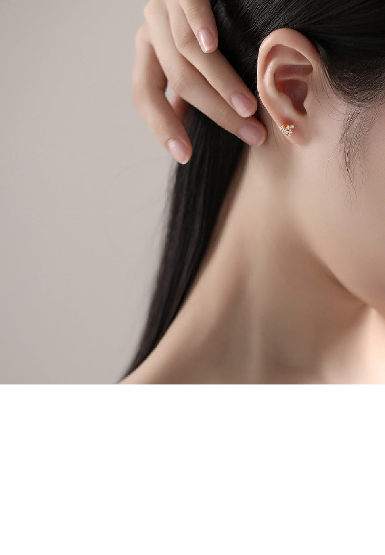 925 Sterling Silver Plated Rose Gold Fashion Simple Triangle Stud Earrings with Cubic Zirconia - Luxurious Look