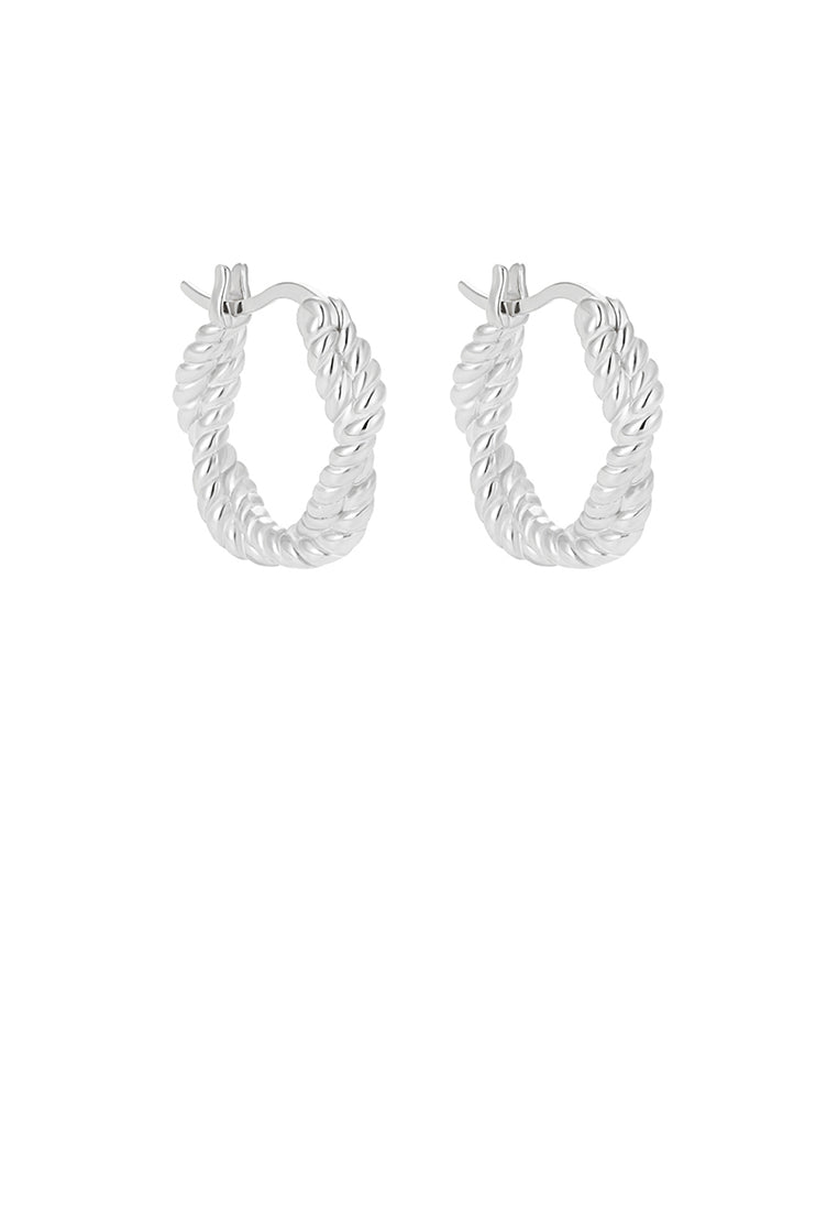 925 Sterling Silver Fashion Simple Twist Geometric Hoop Earrings