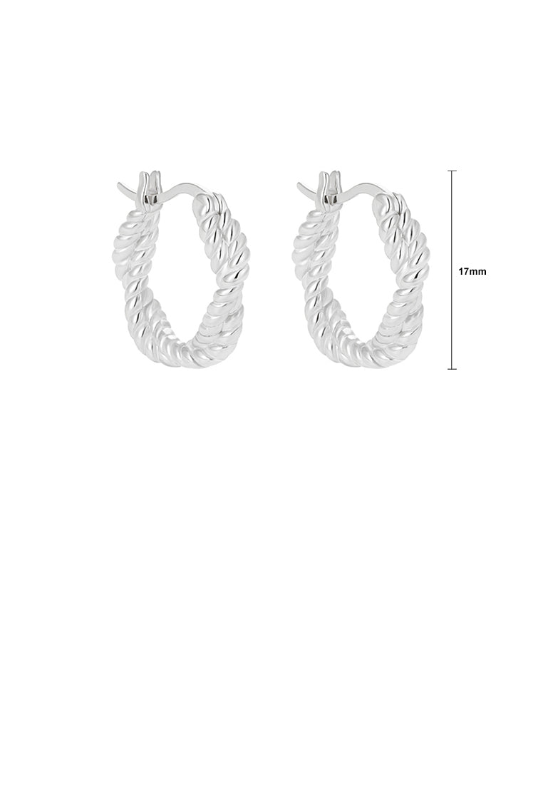 925 Sterling Silver Fashion Simple Twist Geometric Hoop Earrings