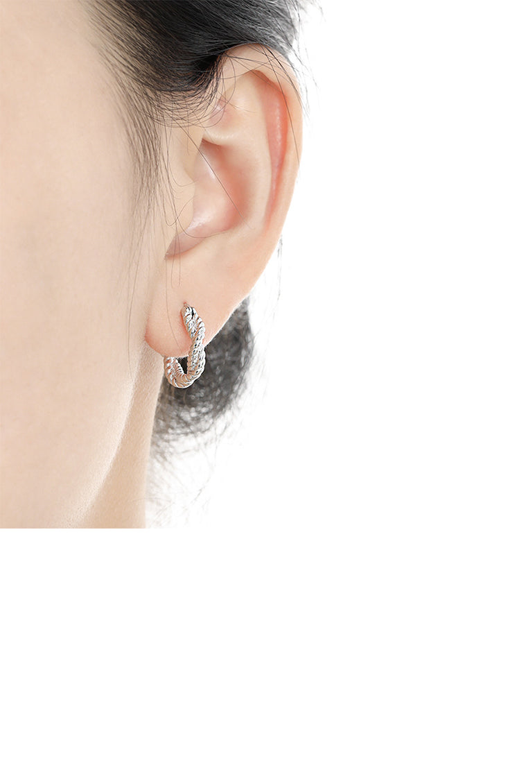 925 Sterling Silver Fashion Simple Twist Geometric Hoop Earrings