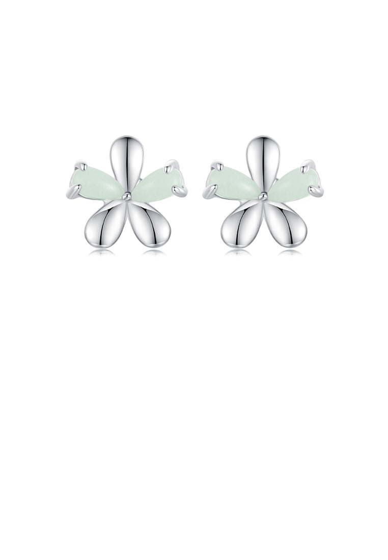 925 Sterling Silver Simple Fashion Flower Stud Earrings