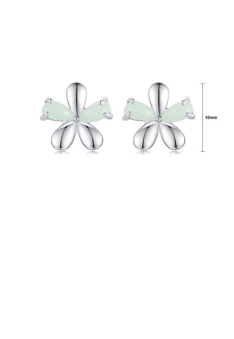 925 Sterling Silver Simple Fashion Flower Stud Earrings