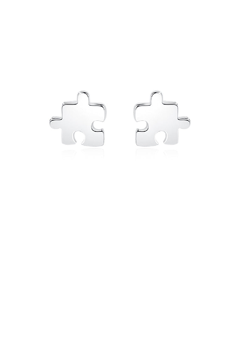 925 Sterling Silver Simple Creative Puzzle Stud Earrings