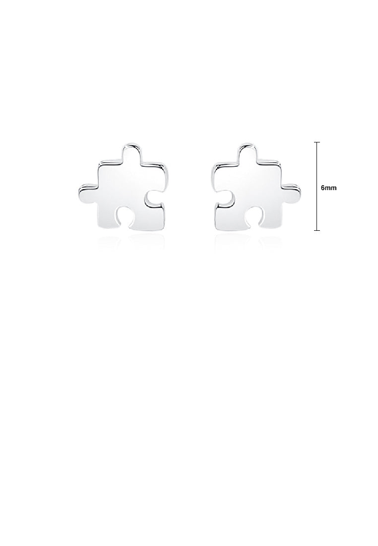 925 Sterling Silver Simple Creative Puzzle Stud Earrings