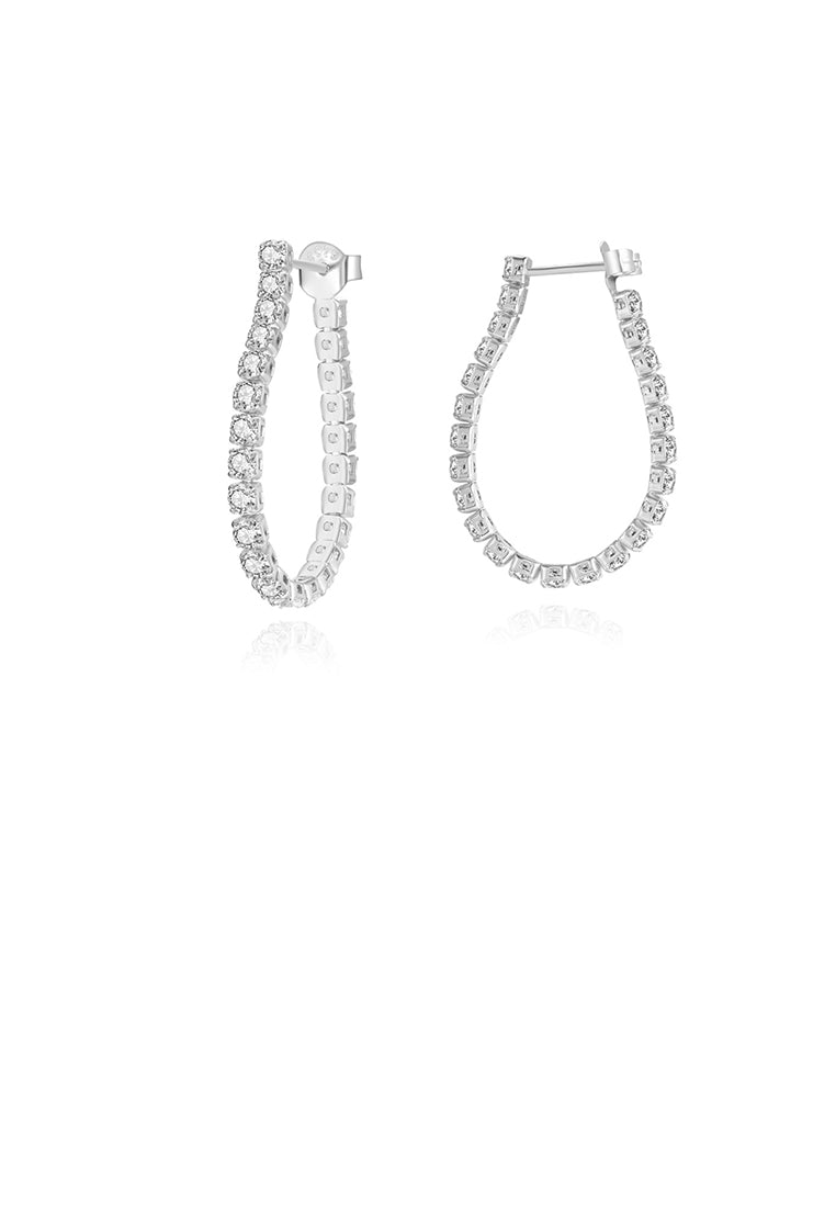 925 Sterling Silver Fashion Personality Geometric Hoop Earrings with Cubic Zirconia - Luxurious Look