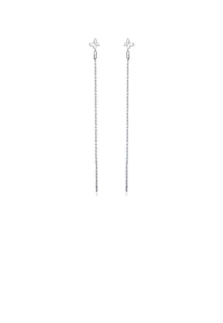 925 Sterling Silver Simple Fashion Butterfly Tassel Stud Earrings