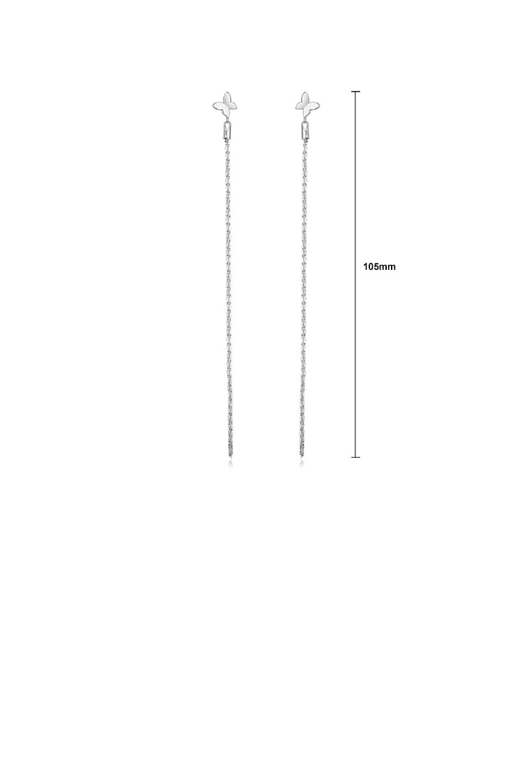 925 Sterling Silver Simple Fashion Butterfly Tassel Stud Earrings