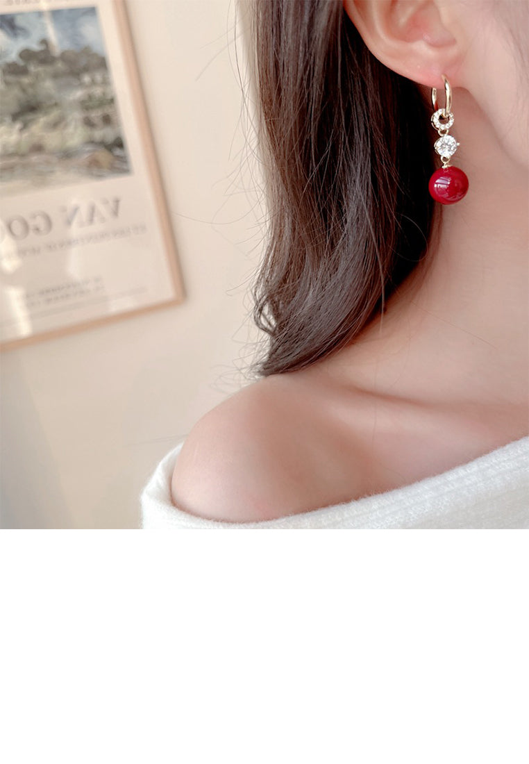 Fashion Simple Plated Gold Geometric Imitation Pearl Tassel Earrings with Cubic Zirconia - Luxurious Look