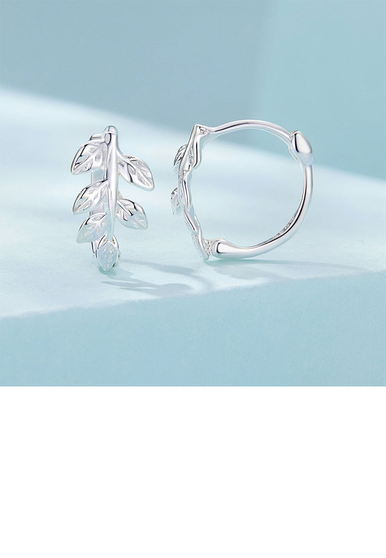 925 Sterling Silver Simple Fashion Leaf Geometric Earrings