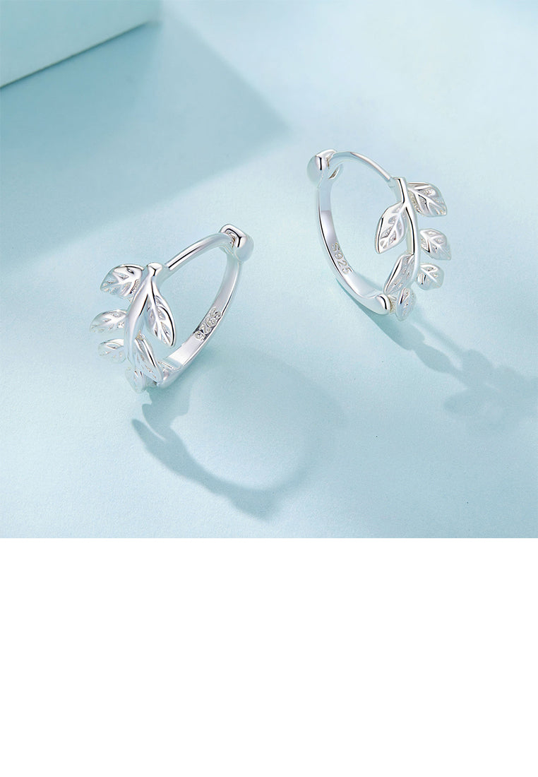 925 Sterling Silver Simple Fashion Leaf Geometric Earrings