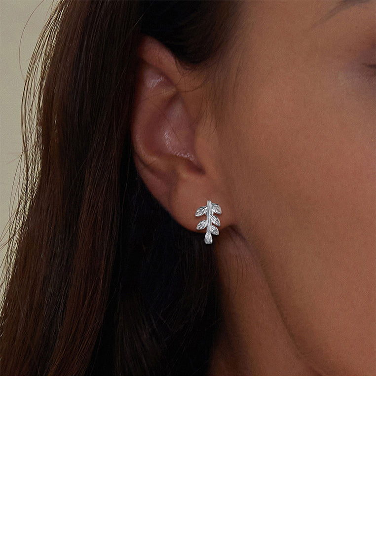 925 Sterling Silver Simple Fashion Leaf Geometric Earrings
