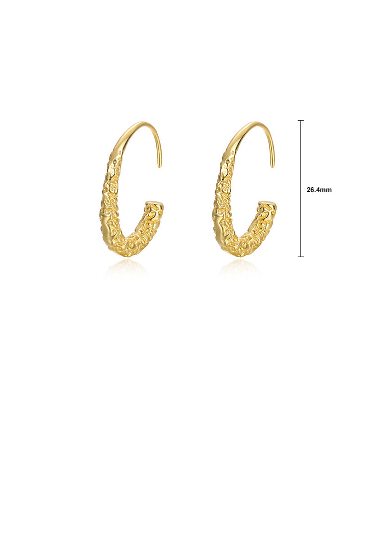 925 Sterling Silver Plated Gold Simple Fashion Irregular Pattern C-shaped Geometric Earrings