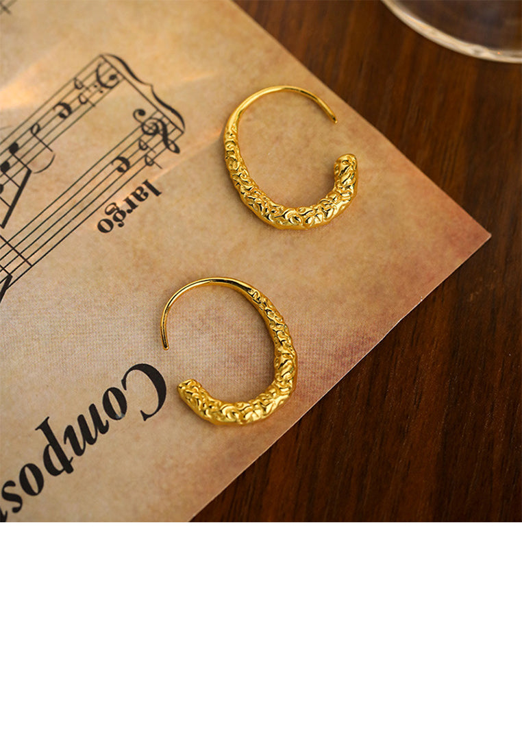 925 Sterling Silver Plated Gold Simple Fashion Irregular Pattern C-shaped Geometric Earrings