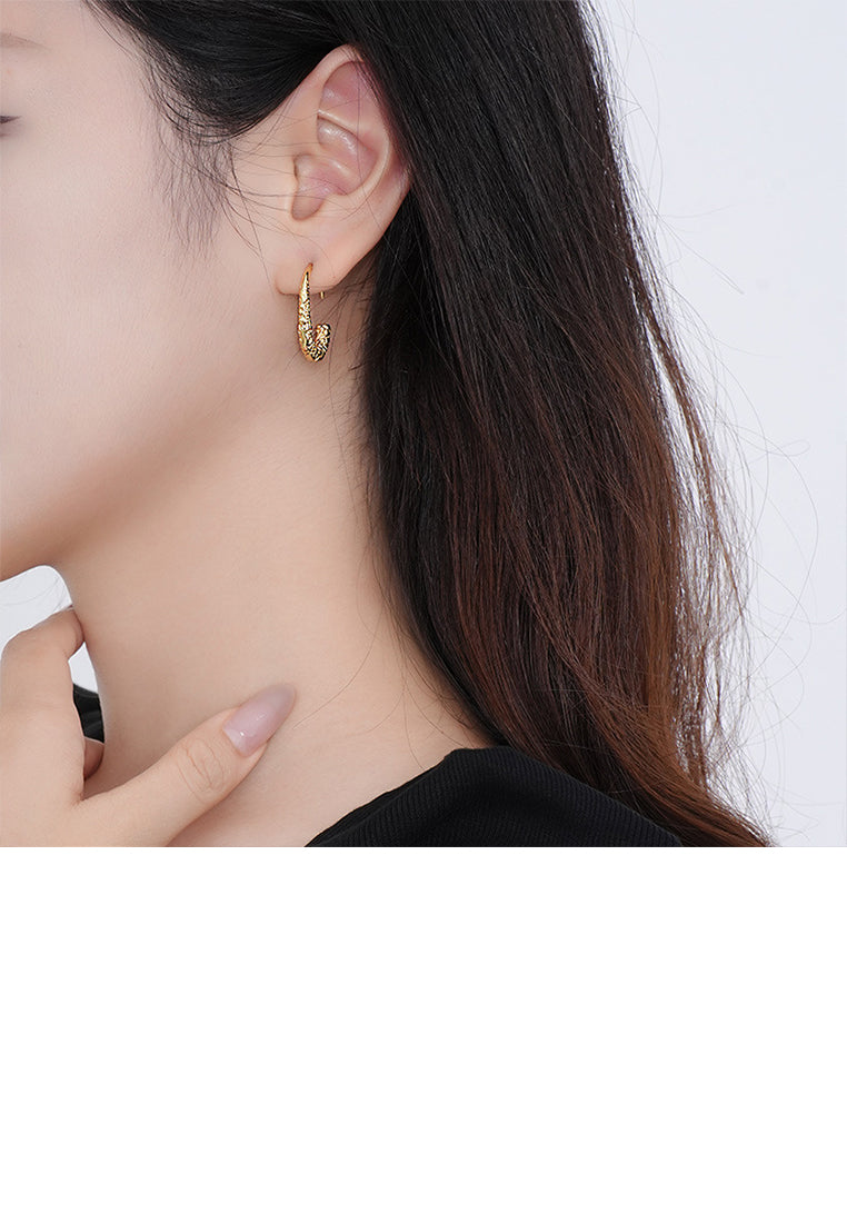 925 Sterling Silver Plated Gold Simple Fashion Irregular Pattern C-shaped Geometric Earrings