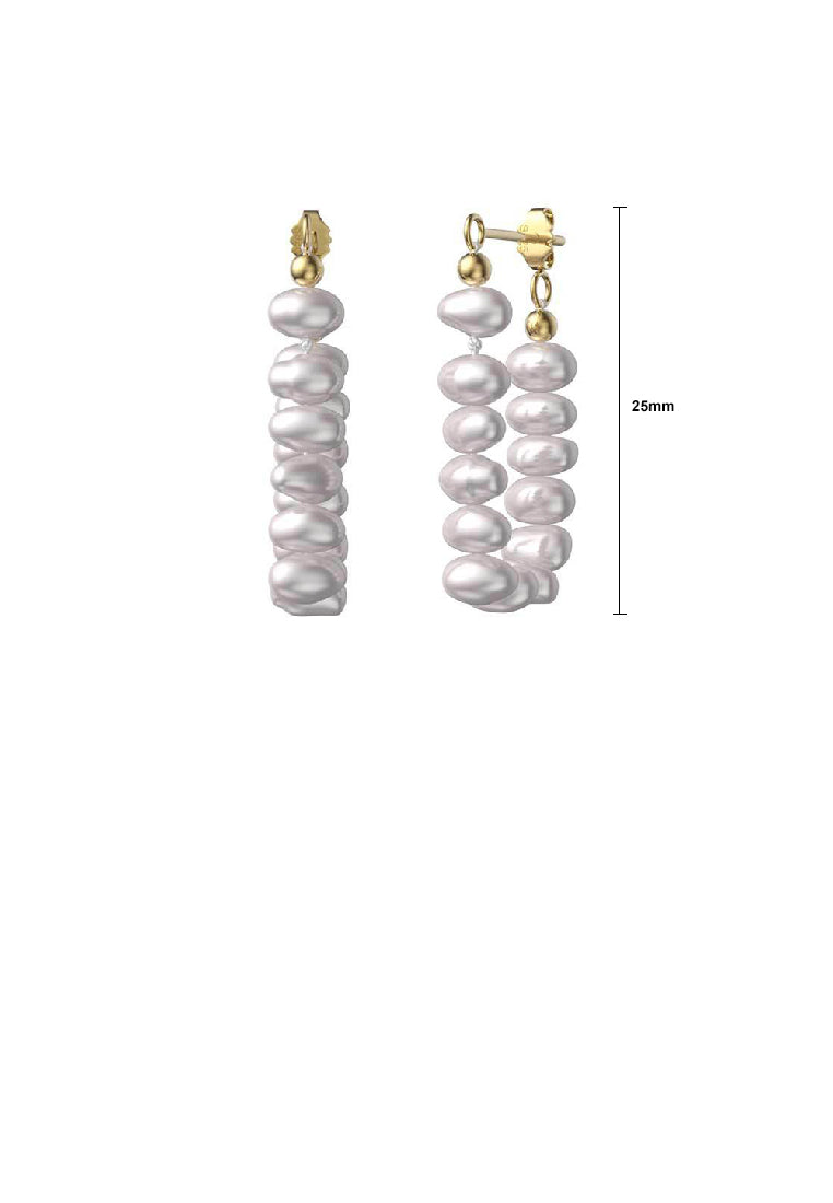 925 Sterling Silver Plated Gold Fashion Elegant Irregular Freshwater Pearl Beaded Earrings - Luxurious Look