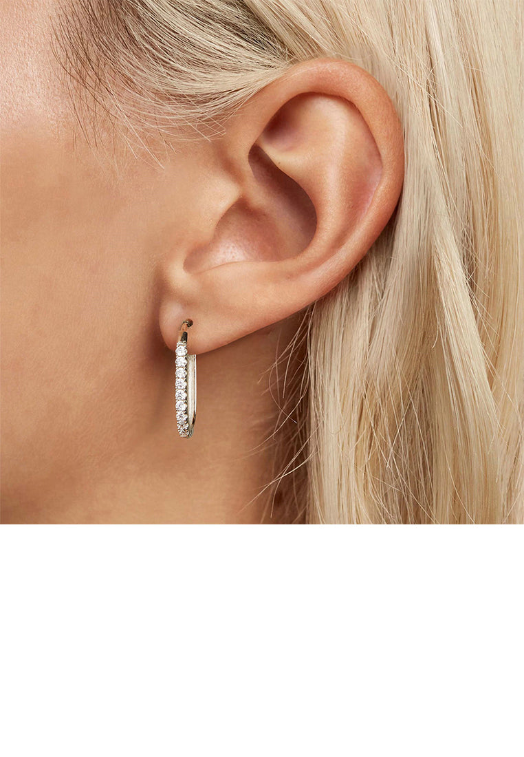 925 Sterling Silver Fashion Simple Geometric Oval Earrings with Cubic Zirconia - Luxurious Look