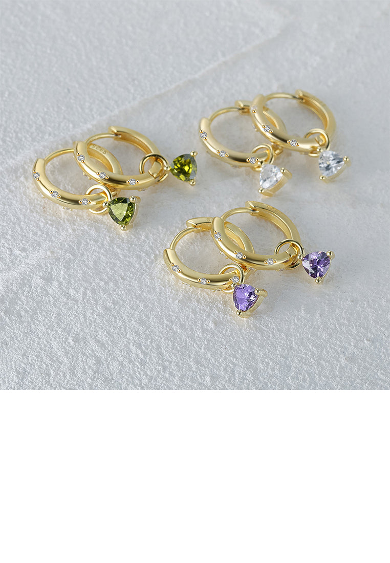 925 Sterling Silver Plated Gold Simple Fashion Triangle Geometric Earrings with White Cubic Zirconia - Luxurious Look
