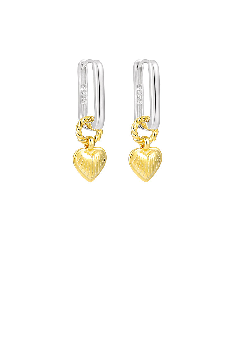 925 Sterling Silver Fashion Simple Gold Heart Shaped Earrings