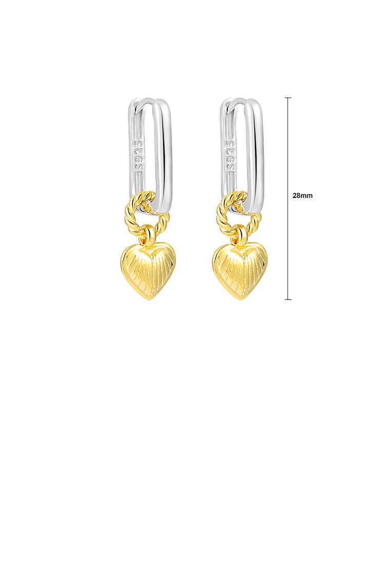 925 Sterling Silver Fashion Simple Gold Heart Shaped Earrings