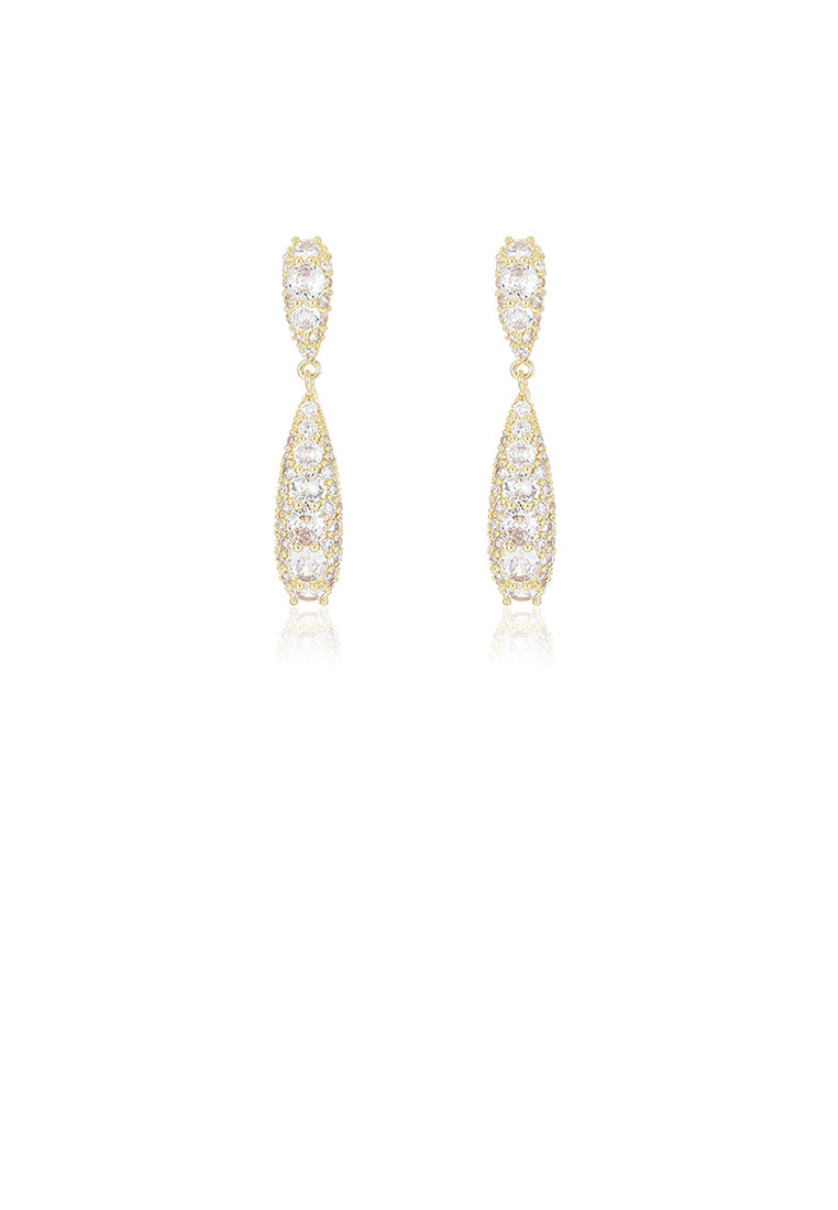 Simple and Temperament Plated Gold Water Drop-shaped Geometric Earrings with Cubic Zirconia - Luxurious Look
