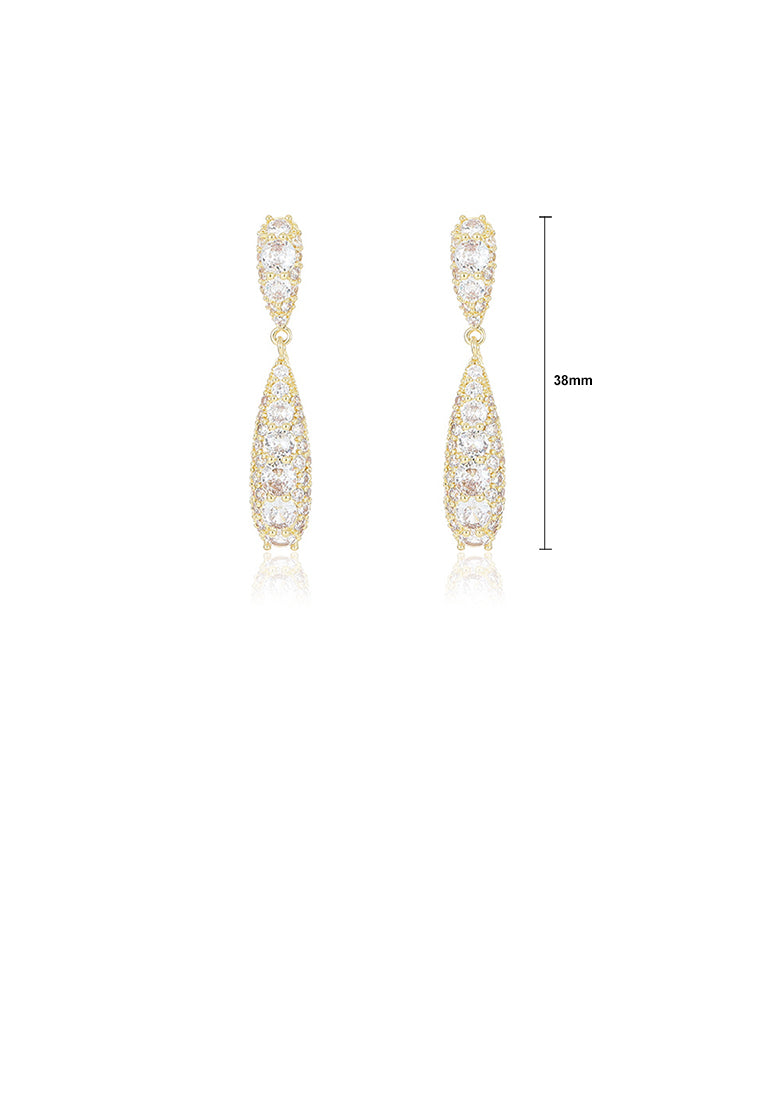 Simple and Temperament Plated Gold Water Drop-shaped Geometric Earrings with Cubic Zirconia - Luxurious Look