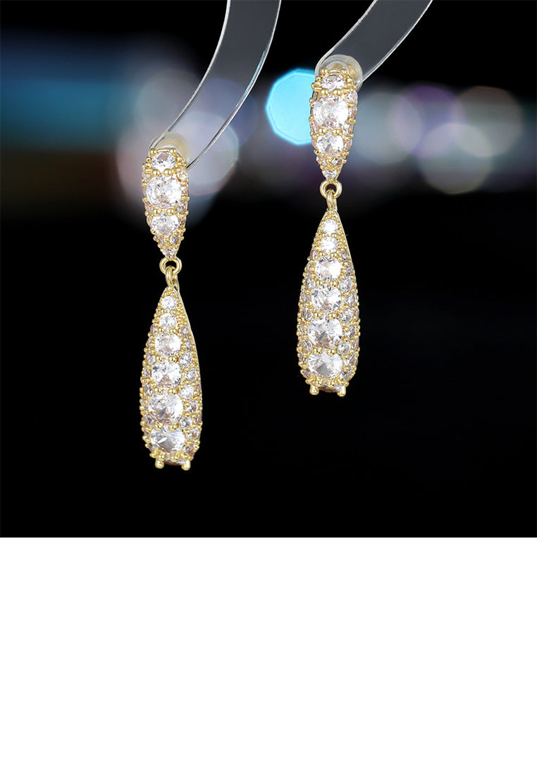 Simple and Temperament Plated Gold Water Drop-shaped Geometric Earrings with Cubic Zirconia - Luxurious Look